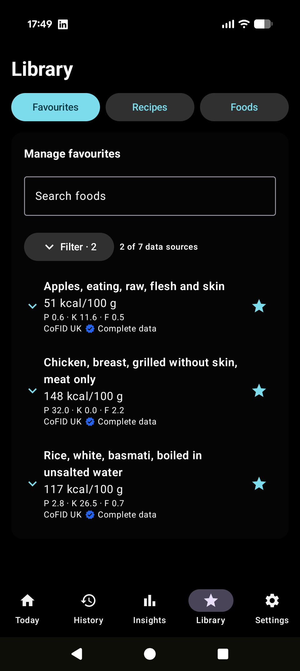 Favourite foods in the library